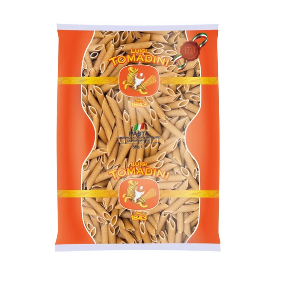 Tészta penne teljes kiőrlésű Tomadini 5kg