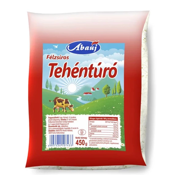 Túró Abaúj félzsíros zacskós 450g