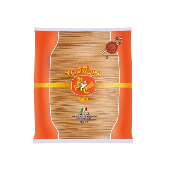 Tészta spagetti teljes kiőrlésű  durum Tomadini 5kg